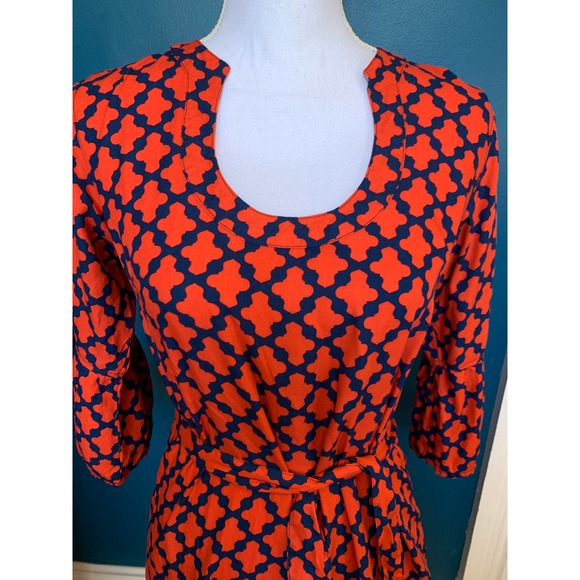 Escapada preppy print dress red and navy M - Picture 3 of 6
